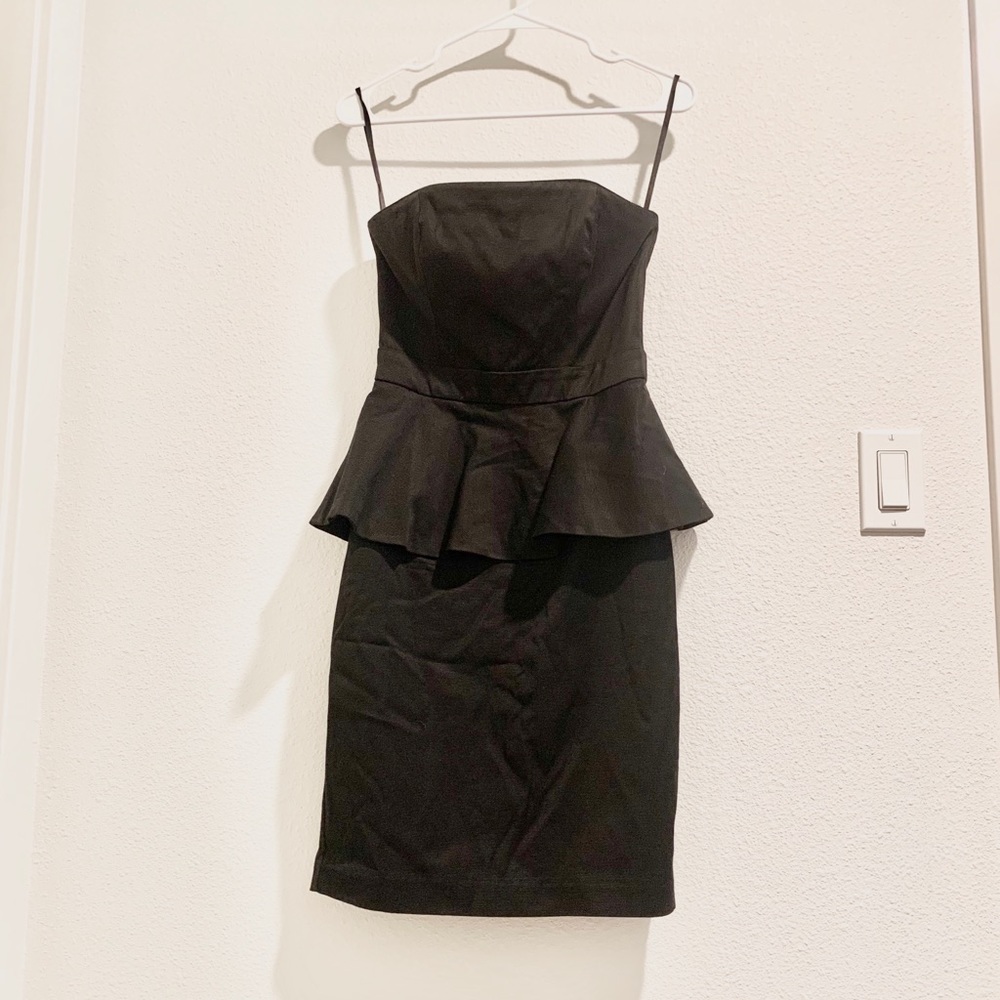 WHBM black strapless peplum dress - 2